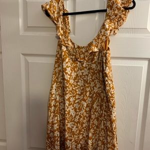 Golden yellow and white floral summer dress